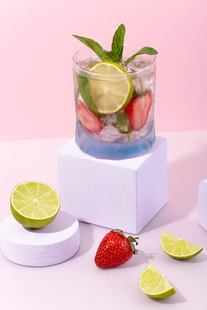 Caipirinha con fresas en cubo