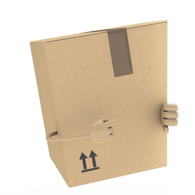Caja de cartón con un letrero en blanco