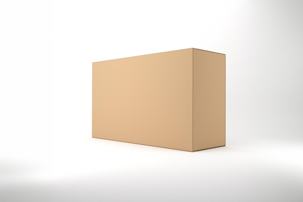 Caja de cartón marrón aislada sobre un fondo blanco