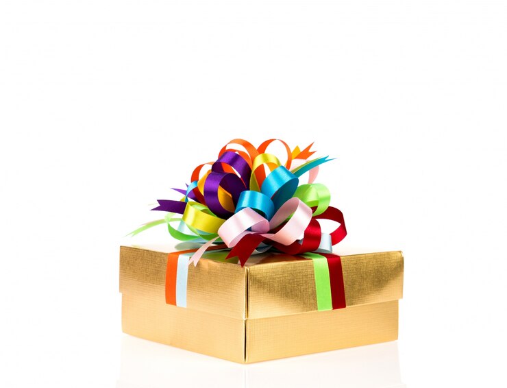 Foto gratuito caja de regalo de oro