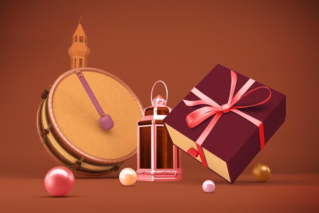 Caja de regalo de Ramadán con parte frontal de tambor
