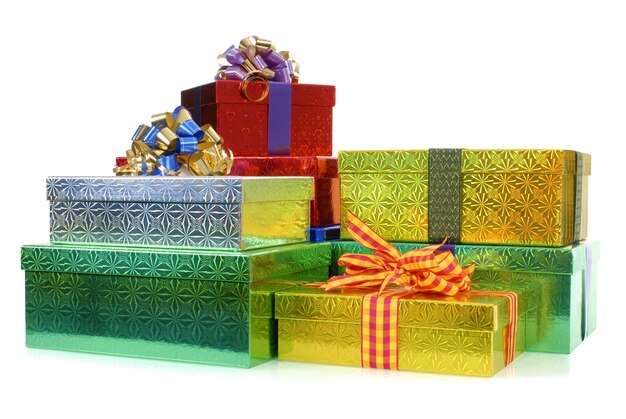 Cajas brillantes de regalo de navidad