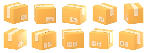 cajas de cartón 3d paquetes de cartón de paquetes