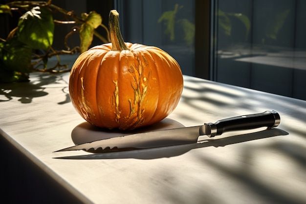 Foto gratuita calabaza cruda en el interior