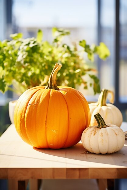 Calabaza cruda en el interior