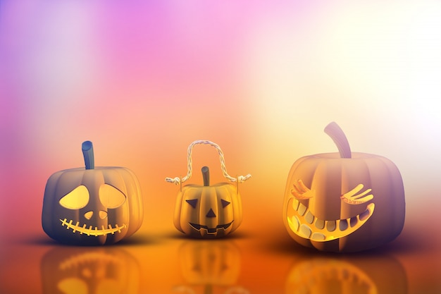 Foto gratuita calabazas de halloween 3d