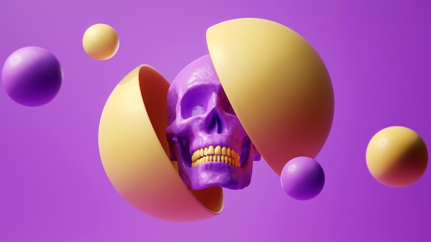 Foto gratuita calavera con bolas en estudio