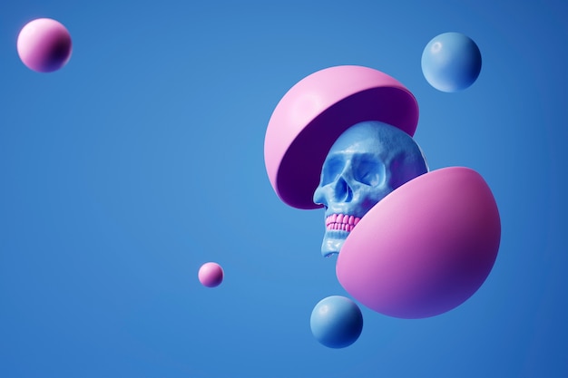 Foto gratuita calavera con bolas en estudio