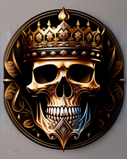 Foto gratuita una calavera con una corona y un diamante en la base.