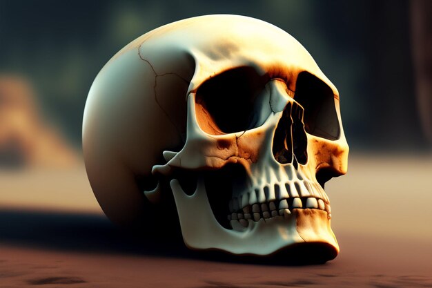 Una calavera sobre un fondo de arena.