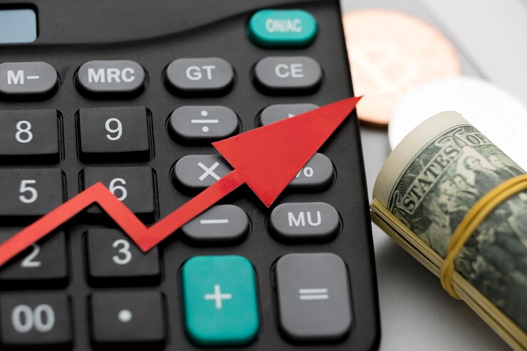 Foto gratuito calculadora de primer plano para economía global y dinero