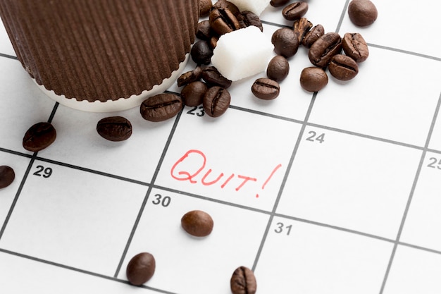 Calendario con fecha para dejar de tomar café