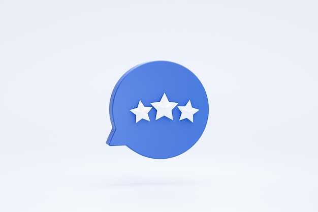Calificación de tres estrellas revisión del cliente signo de retroalimentación o icono de símbolo representación 3d