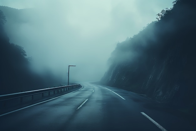 Foto gratuita calle vacía en atmósfera oscura