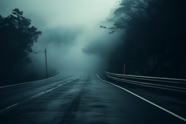 Calle vacía en atmósfera oscura