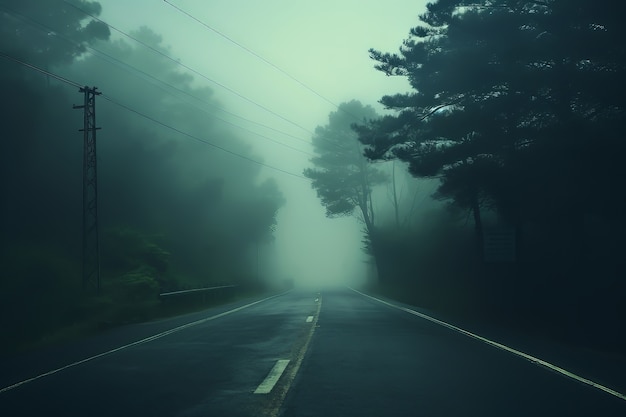 Foto gratuita calle vacía en atmósfera oscura