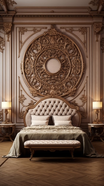 Foto gratuita cama adornada en estilo art nouveau