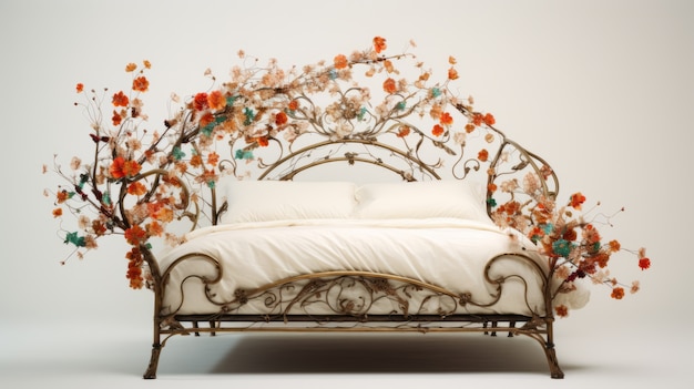 Foto gratuita cama adornada en estilo art nouveau