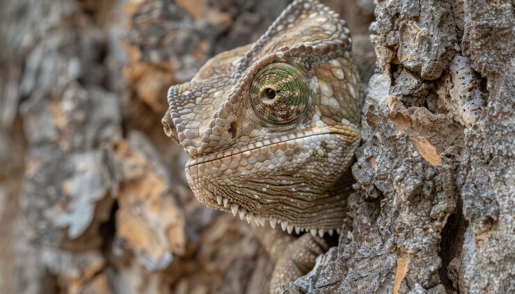 Foto gratuito un camaleón de cerca en la naturaleza