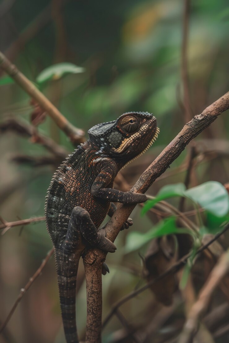 Foto gratuito un camaleón de cerca en la naturaleza