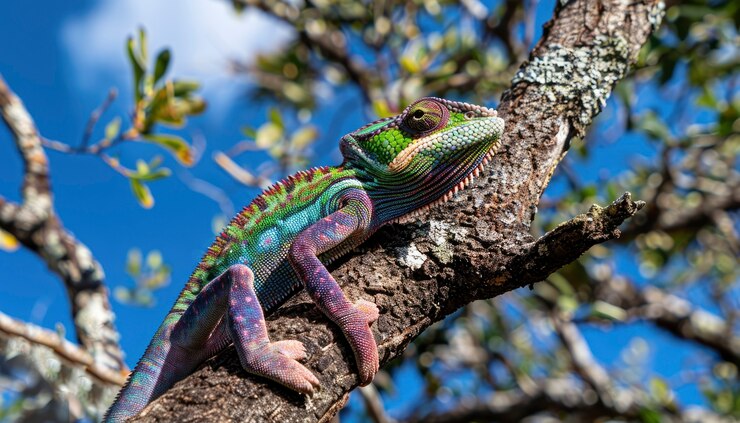 Foto gratuito un camaleón de cerca en la naturaleza