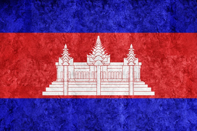 Foto gratuita camboya bandera metálica, bandera texturizada, bandera grunge