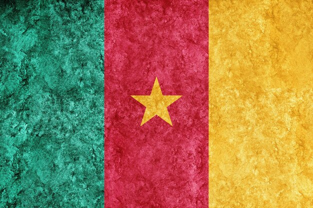 Camerún Bandera metálica, bandera texturizada, bandera grunge