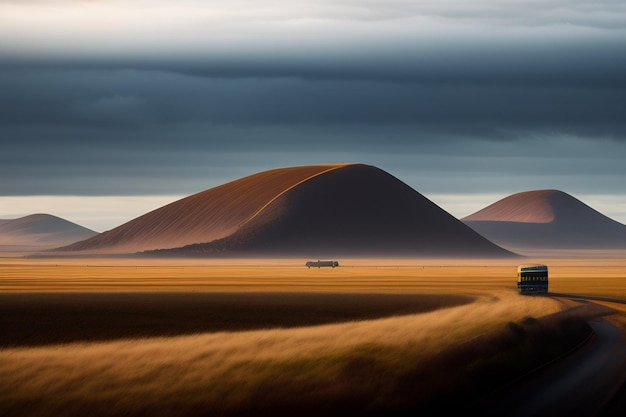 Foto gratuita un camino con una montaña al fondo