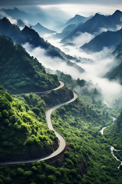 Camino de la naturaleza fotorrealista minimalista