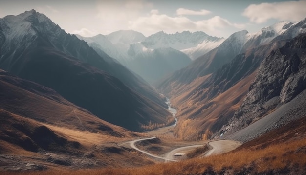 Un camino sinuoso en las montañas