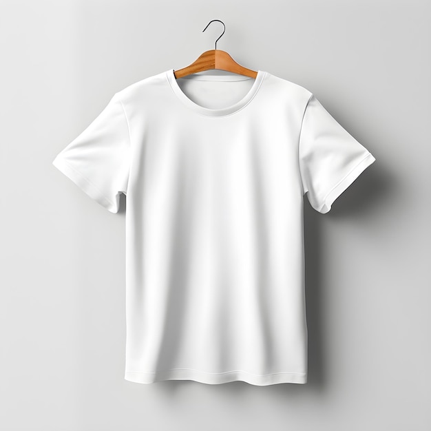 camiseta blanca frontal en blanco con diseño de percha