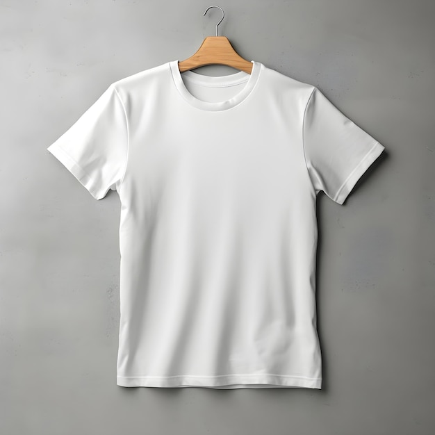 camiseta blanca frontal en blanco con maqueta de percha