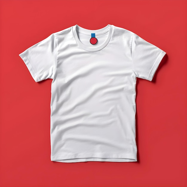 camiseta blanca sobre plantilla de fondo rojo