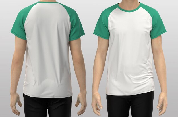 camiseta en blanco delante y detrás, maqueta de plantilla para impresión de diseño