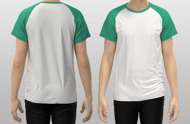 camiseta en blanco delante y detrás, maqueta de plantilla para impresión de diseño