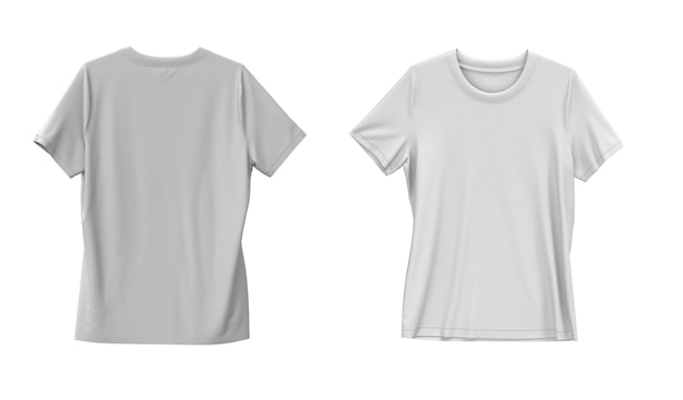Camisetas blancas aisladas delanteras y traseras