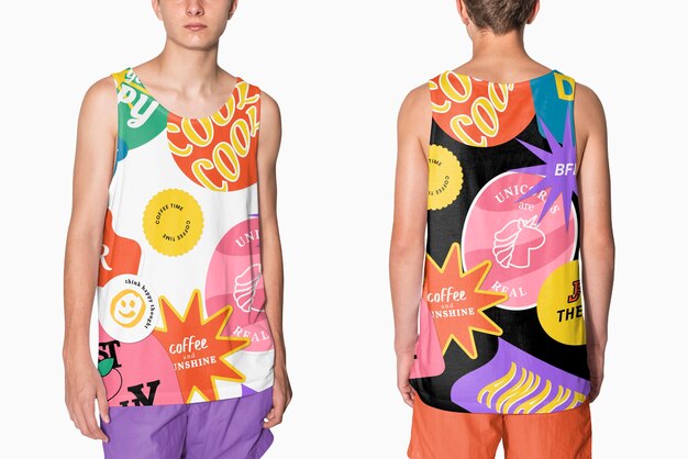 Camisetas sin mangas estampadas estéticas y coloridas para la sesión de estudio de ropa para adolescentes