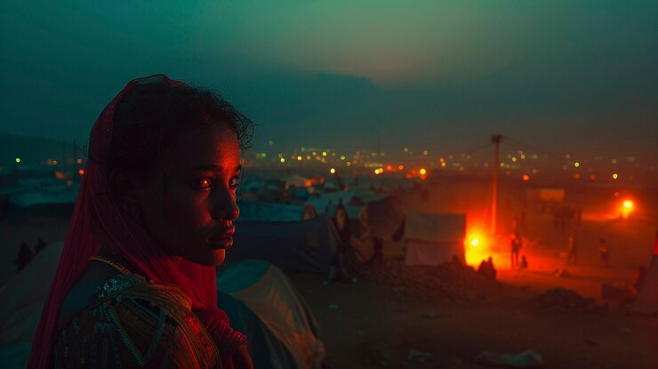 Foto gratuito campamento de refugiados fotorrealista
