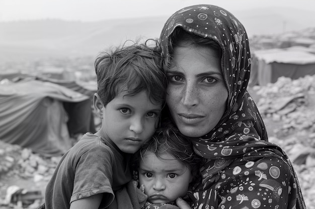 Foto gratuita campamento de refugiados fotorrealista