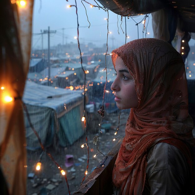 Campamento de refugiados fotorrealista