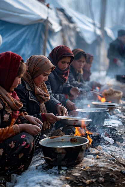 Campamento de refugiados fotorrealista