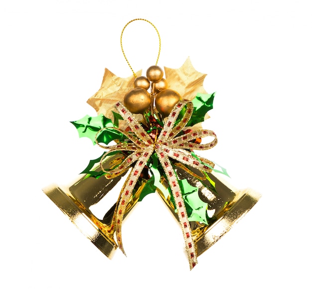 Campanas de oro brillantes de Navidad decorado