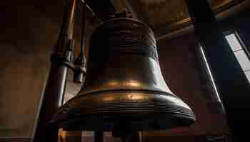 Foto gratuita la campanilla de bronce simboliza la historia de la espiritualidad y la religión generada por ia