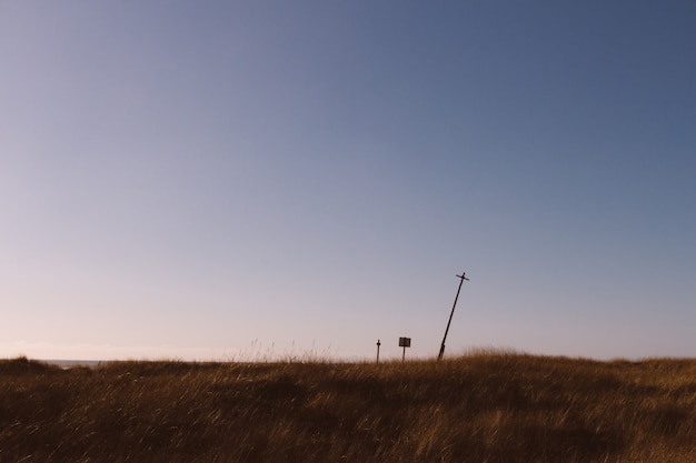 Un campo con letreros