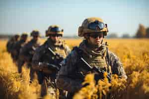 Foto gratuita campo de trigo antecedentes militares del ejército