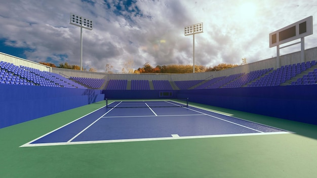 Cancha de tenis Render 3d Ilustración