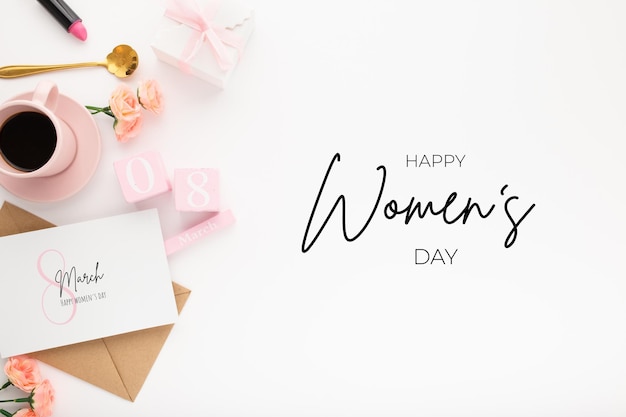 Foto gratuita captura de pantalla de un conjunto de decoración del día de la mujer con texto