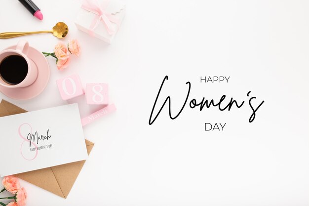 Captura de pantalla de un conjunto de decoración del día de la mujer con texto