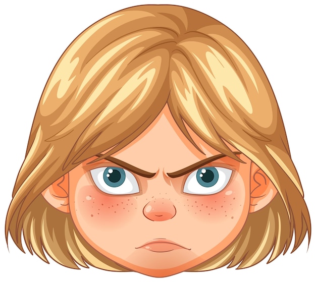 Cara de dibujos animados rubia enojada