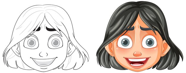 La cara feliz del personaje de dibujos animados